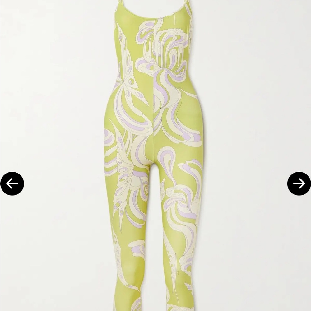 Emilio Pucci Green and White Abstract Swirl Jumpsuit